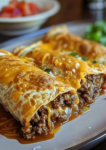 Delicious Beef and Cheese Chimichangas served with salsa and guacamole