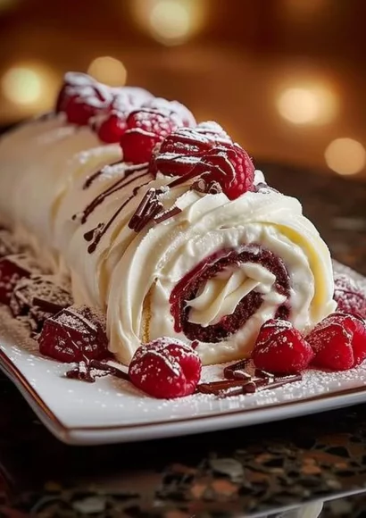 Delicious Boston Cream Cake Roll slice with chocolate ganache and cream filling