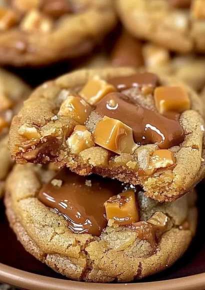 Delicious Butterfinger caramel crunch cookies with chocolate and crunchy bits