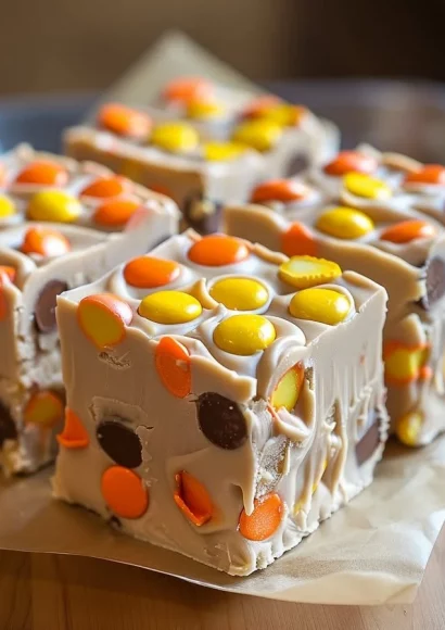 Delicious Butterfinger Reese's Fudge with chocolate and peanut butter layer