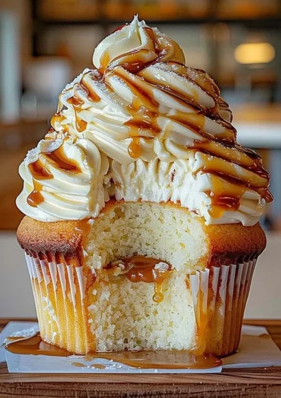 Delicious caramel cupcake with rich cream cheese frosting
