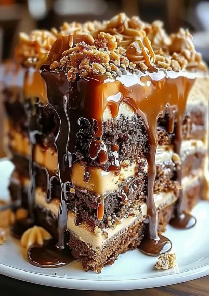 Delicious Caramel Toffee Crunch Cake with rich layers and crunchy topping