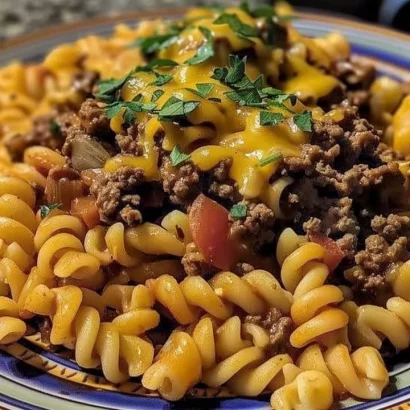Thumbnail for Cheesy Sloppy Cheeseburger Pasta Delight