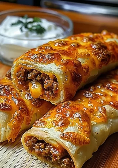 Cheesy taco sticks ready to be served with toppings