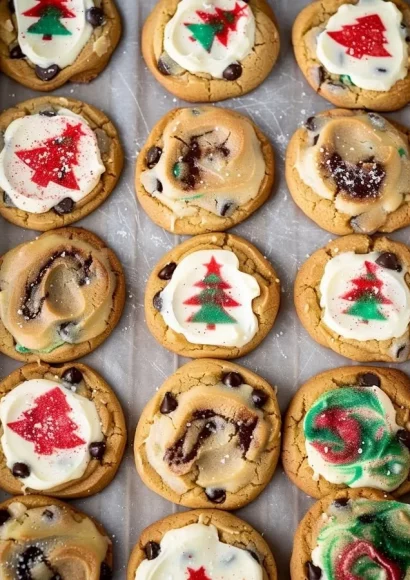 Delicious Christmas chocolate chip sugar cookies on a festive plate