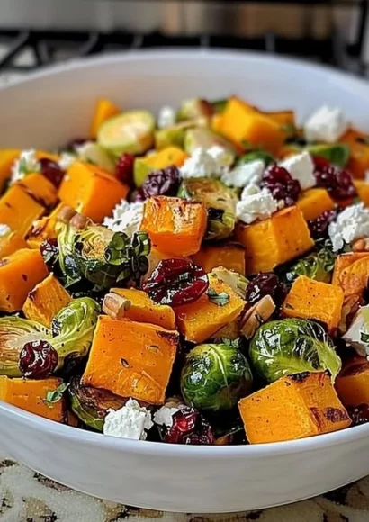 Cranberry-glazed roasted vegetable salad with colorful veggies on a plate
