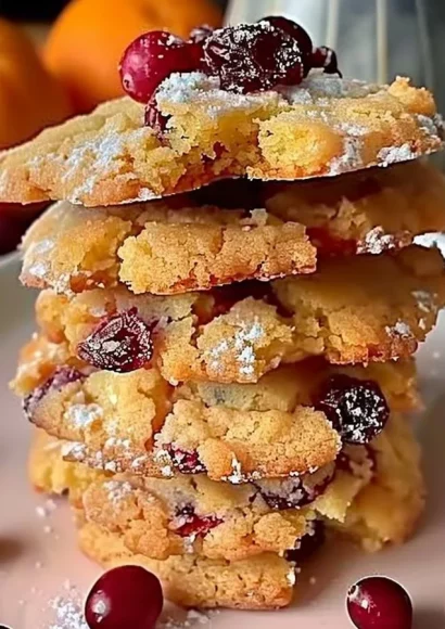Delicious Cranberry Orange Shortbread cookies on a festive plate