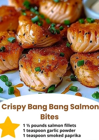 Crispy Bang Bang Salmon Bites served with dipping sauce