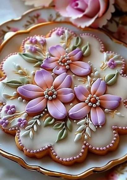 Beautiful Floral Butter Cookies decorated with vibrant royal icing designs