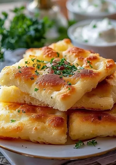 Fluffy cottage cheese cloud bread ready to serve on a plate