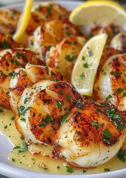 Garlic Butter Lobster and Scallops dish served elegantly