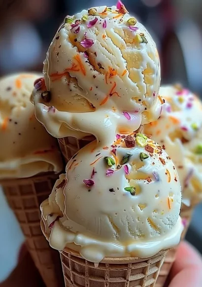 Delicious Kulfi Ice Cream served in a creamy texture with vibrant colors.