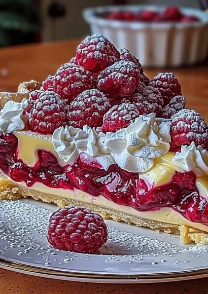 Delicious Lemon Raspberry Layered Pie with vibrant lemon and raspberry filling