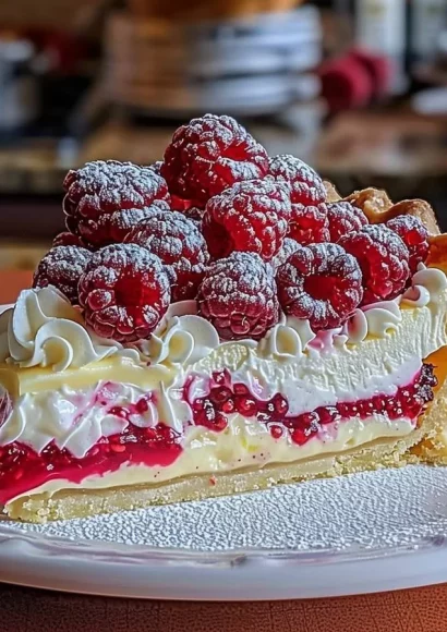 Layered Lemon Raspberry Pie with vibrant lemon and raspberry filling