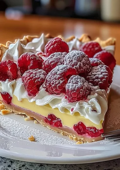 Delicious lemon raspberry layered pie with vibrant colors and fresh ingredients.