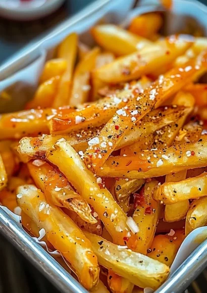 Delicious Louisiana Voodoo Fries topped with spicy Cajun seasonings and cheese.