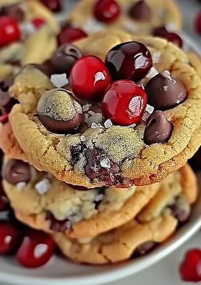 Maraschino Cherry Chocolate Chip Cookies displayed on a plate