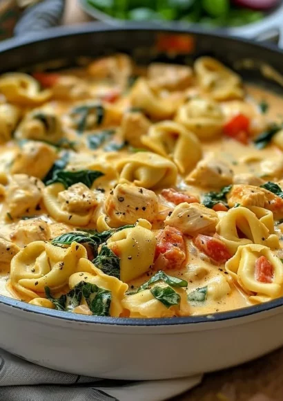 Marry Me Chicken Tortellini topped with herbs and creamy sauce