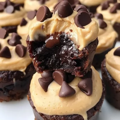 Thumbnail for Mini Chocolate Chip Brownie Bites with Cookie Dough Frosting