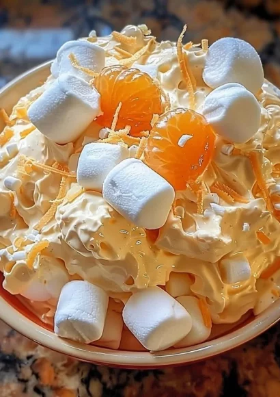 Colorful Orange Dreamsicle Salad with citrus fruits and creamy dressing