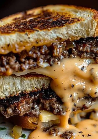 Delicious patty melts with secret sauce served on a grilled sandwich