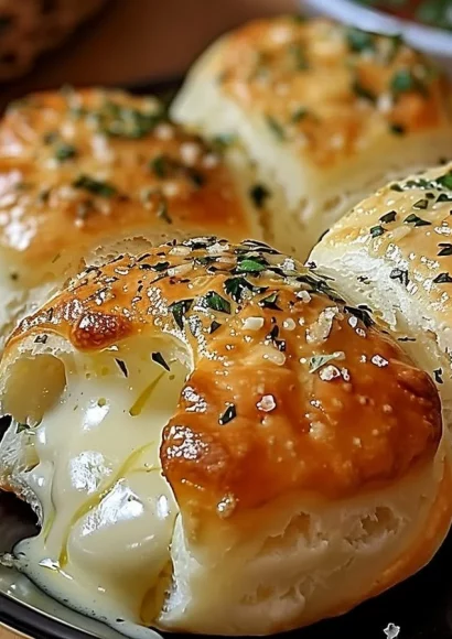 Golden brown garlic butter cheese bombs made with Pillsbury biscuits.