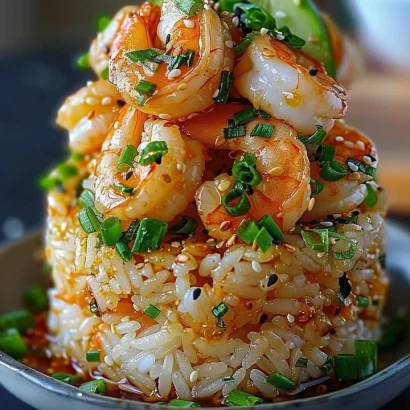 Thumbnail for Sesame Soy Shrimp Rice Stack