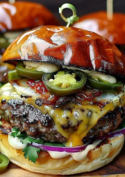 Spicy Jalapeño Burger with Pepper Jack cheese on a grilled bun