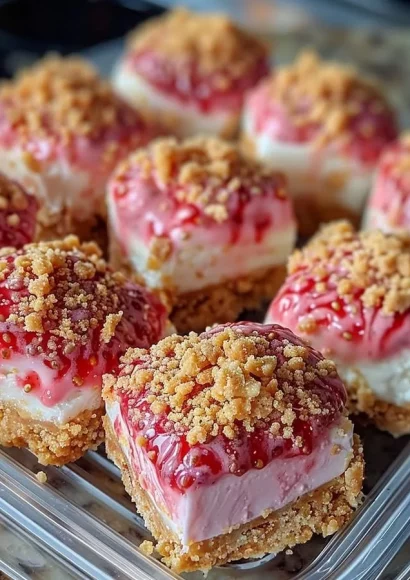 Delicious strawberry crunch cheesecake bits topped with crunchy goodness