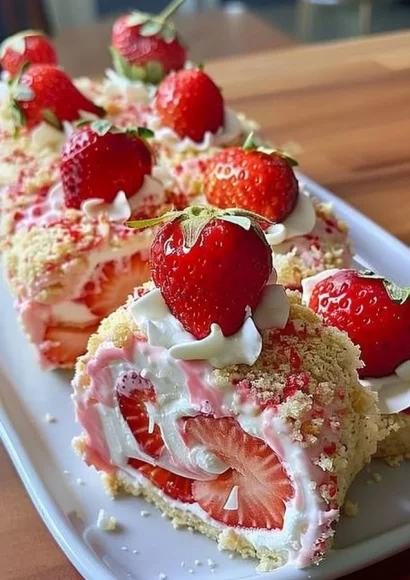 Strawberry Shortcake Cheesecake topped with fresh strawberries and whipped cream