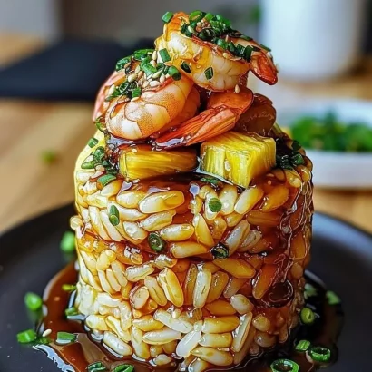 Thumbnail for Teriyaki Shrimp and Pineapple Rice Stack