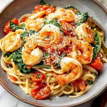 Thumbnail for Tomato Spinach Shrimp Pasta
