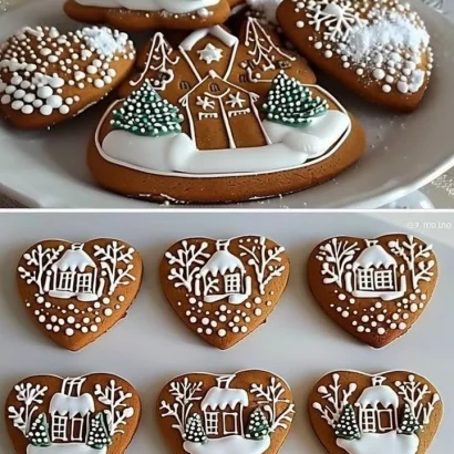 Thumbnail for Traditional Gingerbread Cookies with Winter Village Decoration